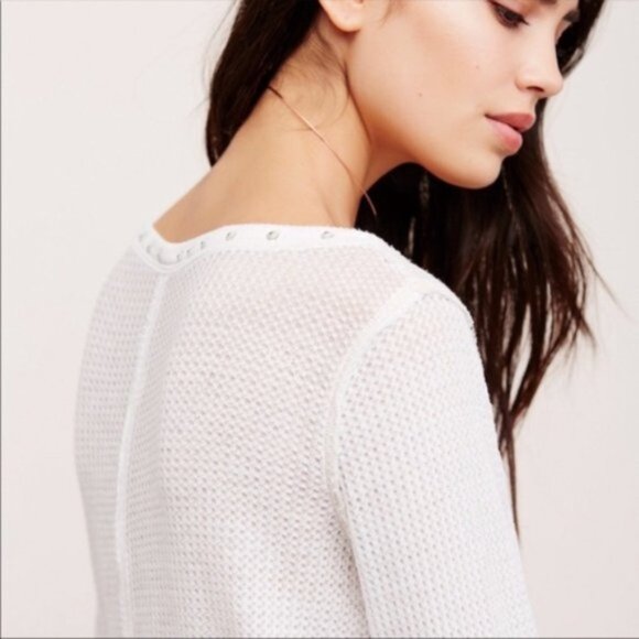 New We The Free star studded wide neck boatneck bateau waffle semisheer tunic - Picture 4 of 14